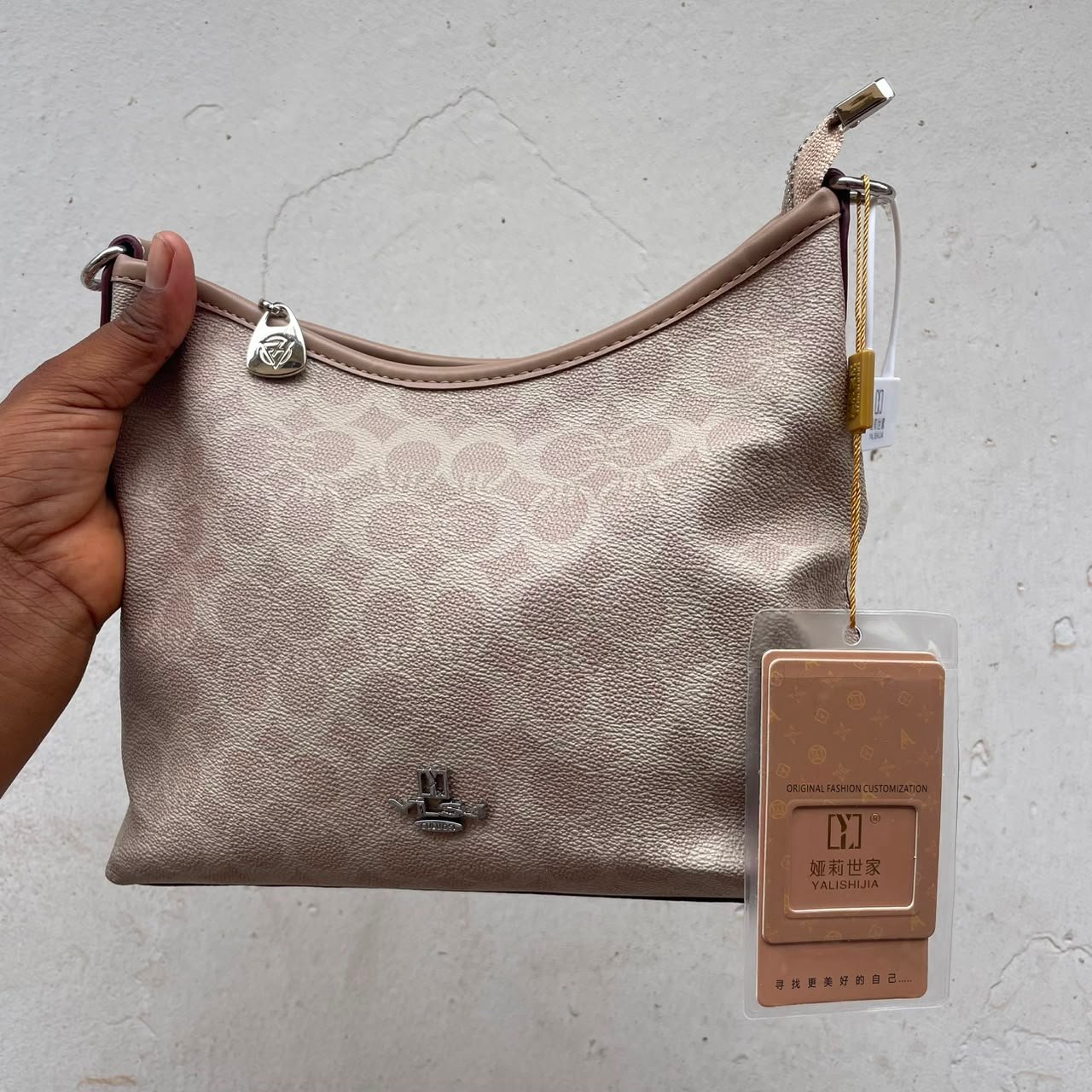Monogram Hobo Crossbody Bag - Beige image 2