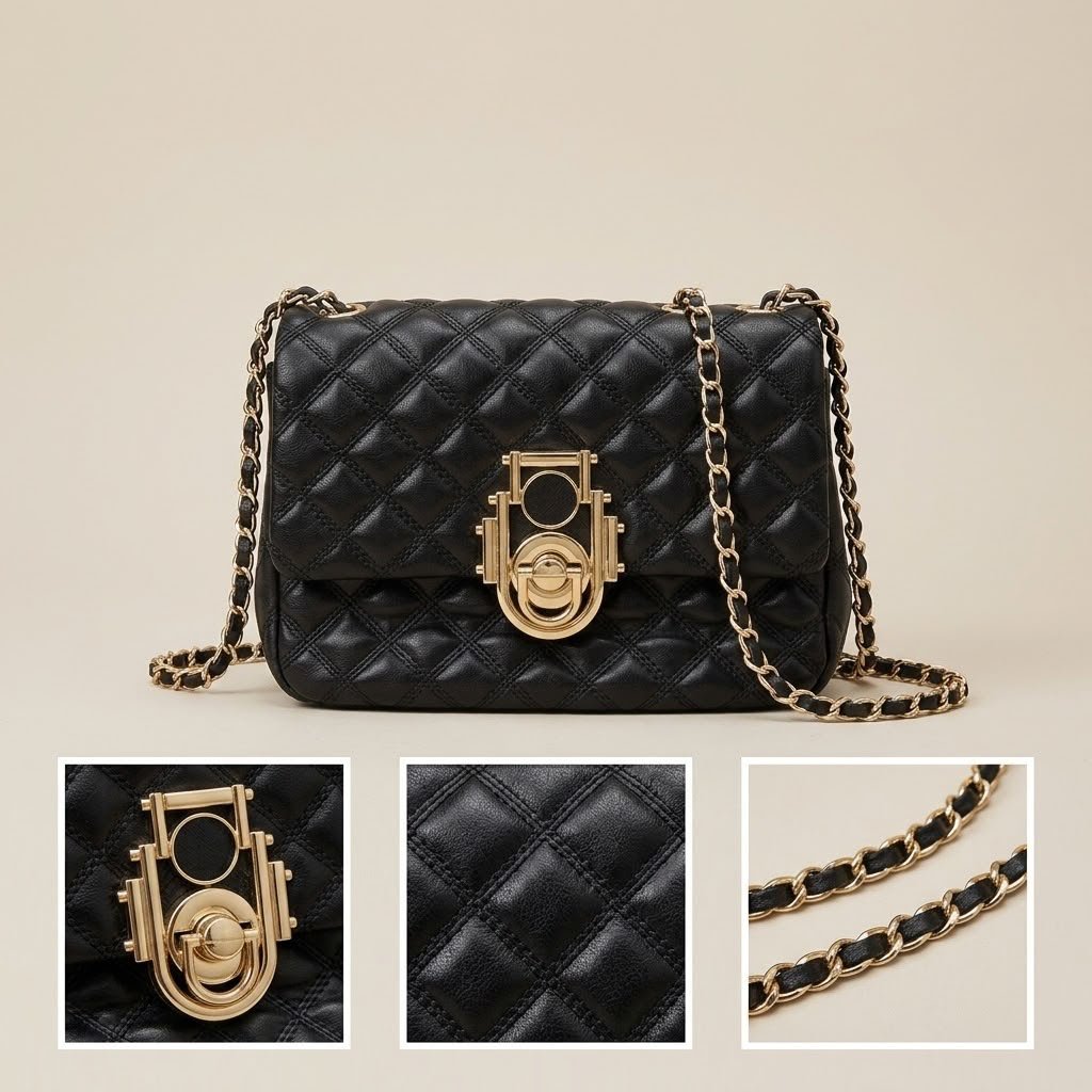 Classic Quilted Chain Bag - Black