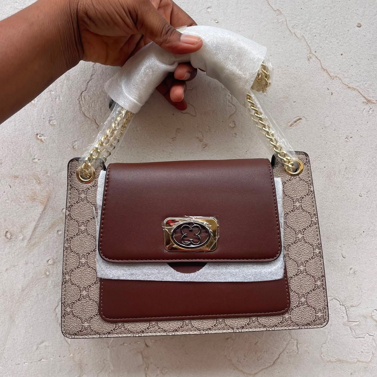 Designer GG Monogram Chain Handle Bag - Brown / Coffee image 2