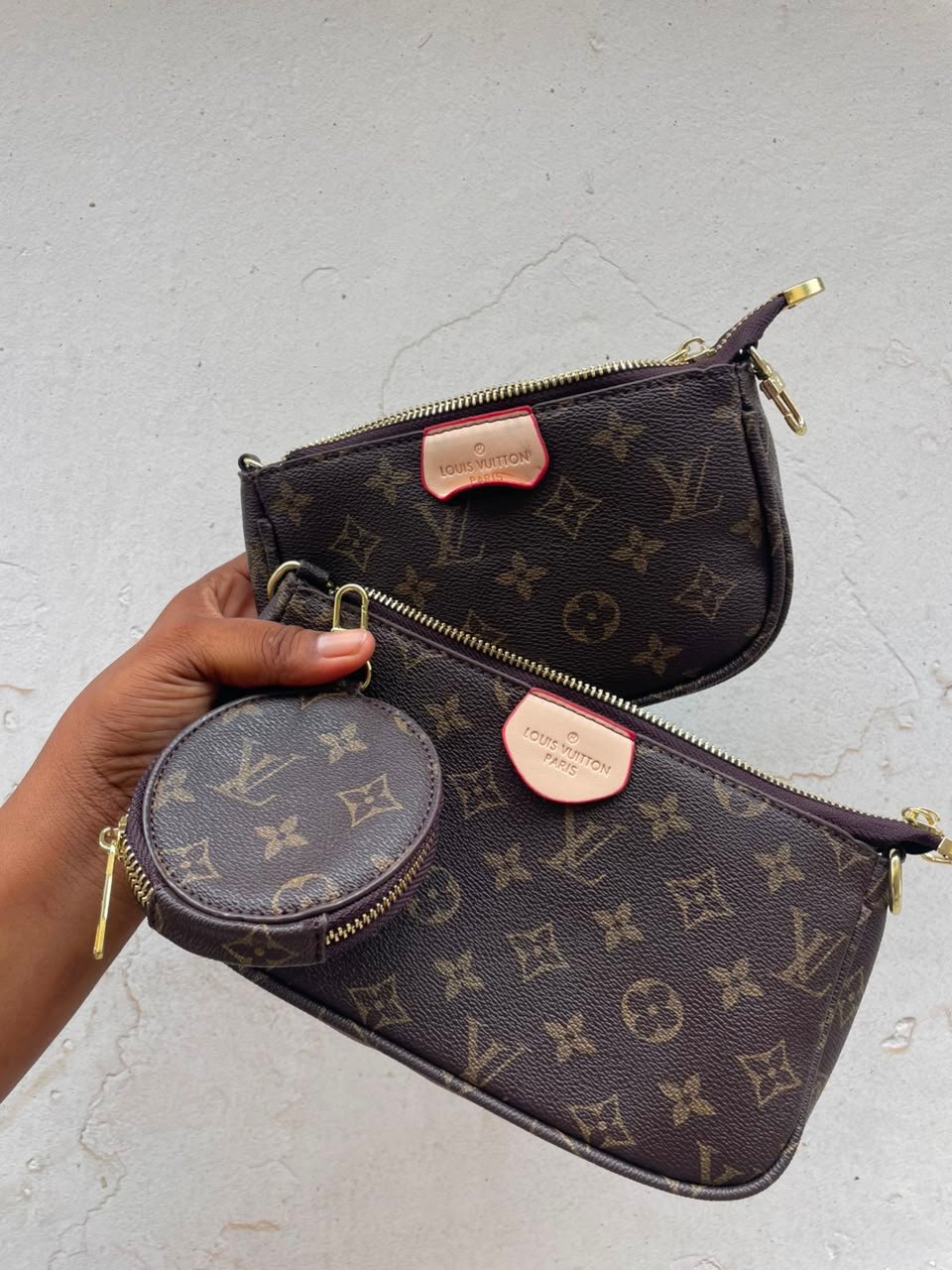 LV 3-in-1 Monogram Pouch Set Bag - Brown